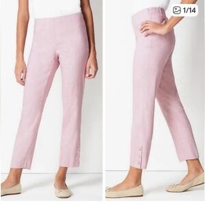 J. Jill Mid Rise Lavender Stretch Linen Blend Cropped Pants